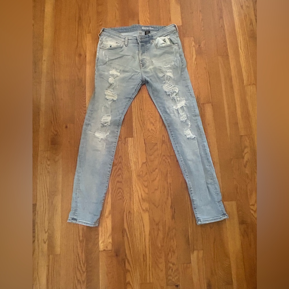 Men's Skinny Distressed Jeans - Light Gray